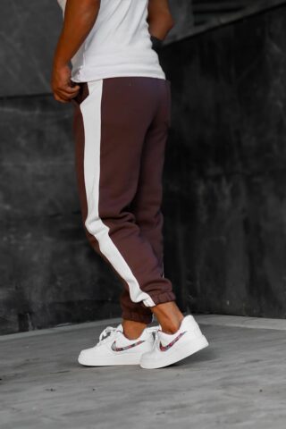 Kahverengi Kalın Kışlık Dar Paçalı Eşofman Altı