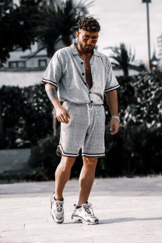 Gri Gömlekli Şortlu Eşofman Takımı