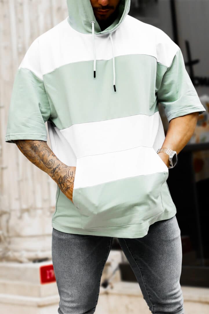 Oversize iki iplik cift renk kapusonlu casual erkek t shirti modelleri ucuz indirimli kampanyali kaliteli uygun fiyatli erkek butik giyim  modelleri ve fiyatları